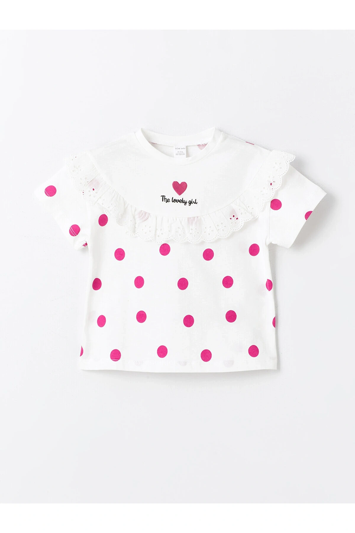 Bisiklet Yaka Baskılı Kısa Kollu Kız Bebek Tişört