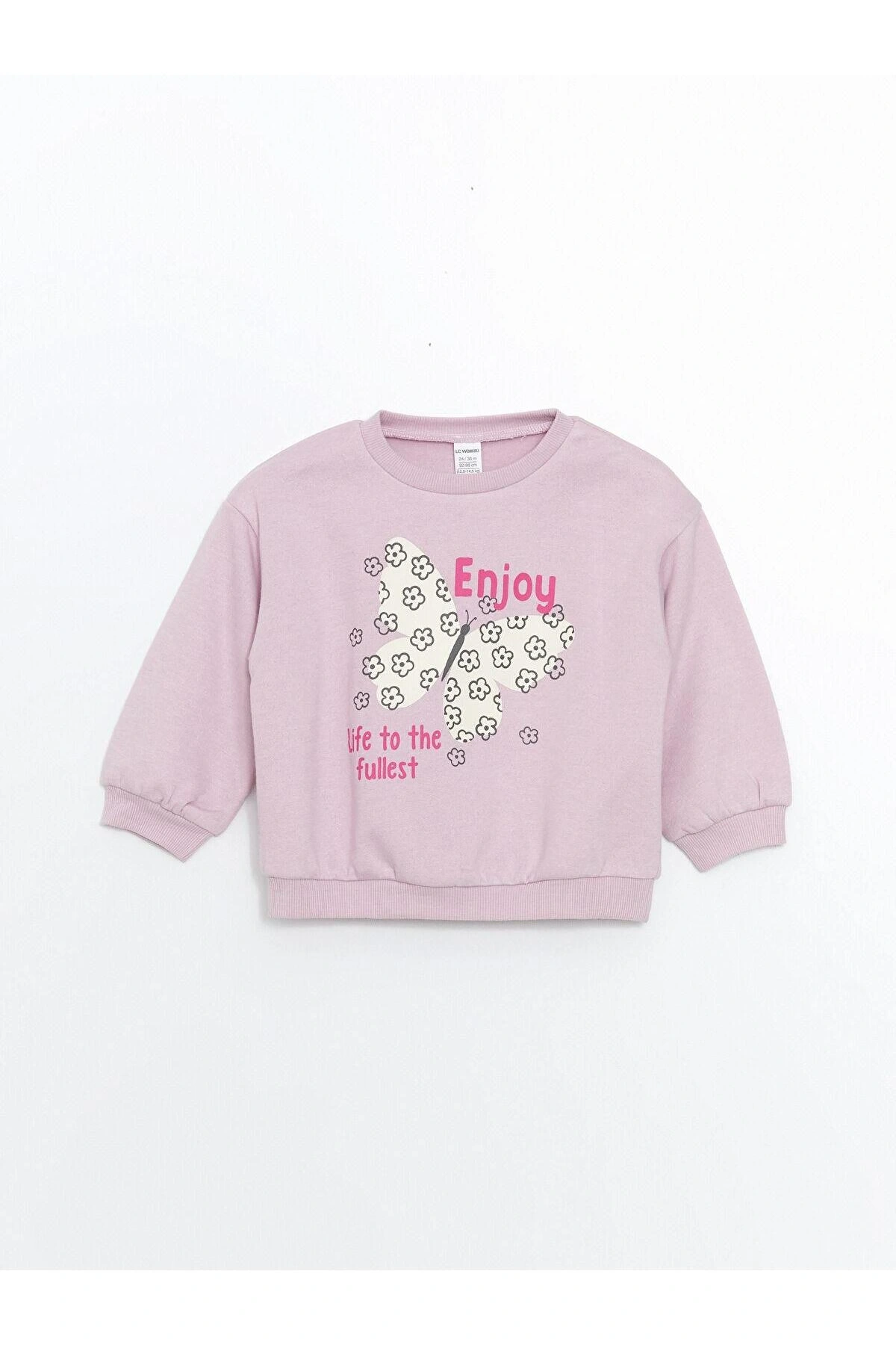 LCW Kids Bisiklet Yaka Kalın Baskılı Kız Çocuk Sweatshirt