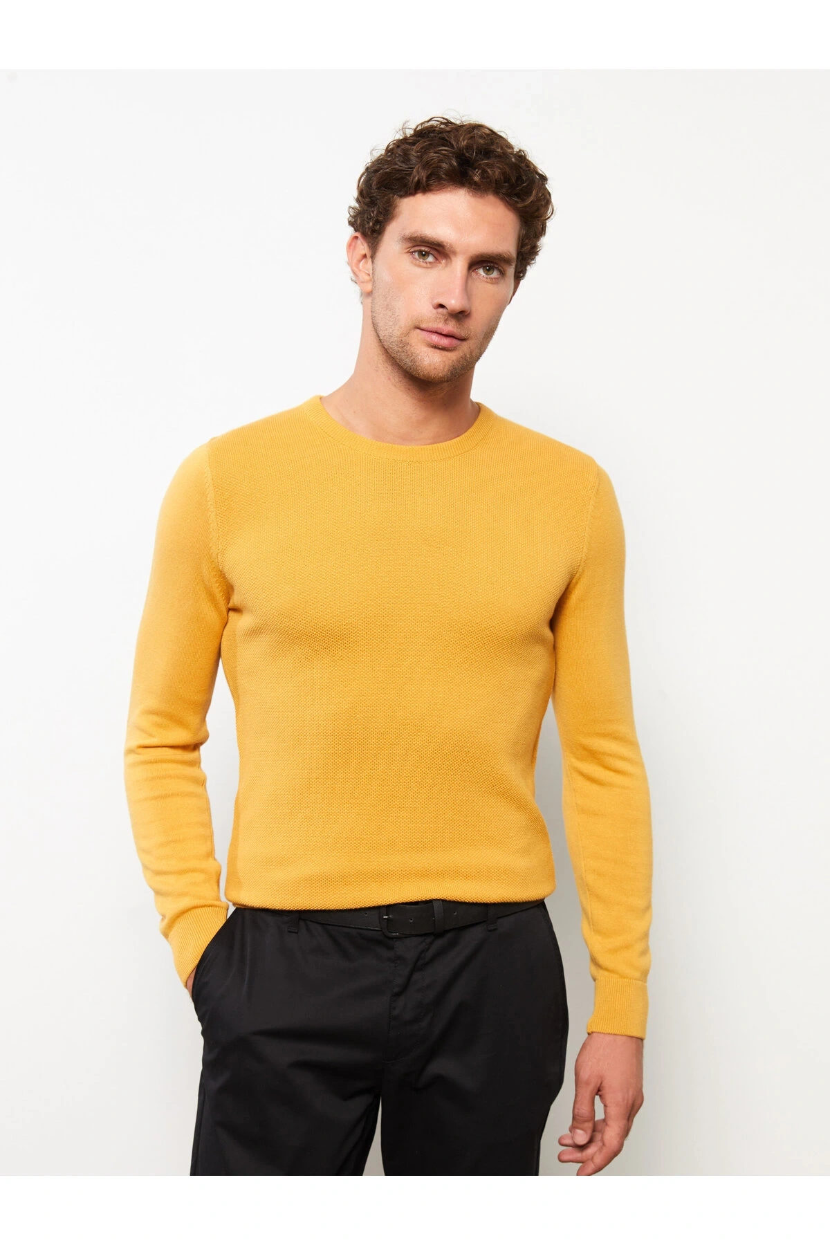 Bisiklet Yaka Uzun Kollu Erkek Triko Kazak