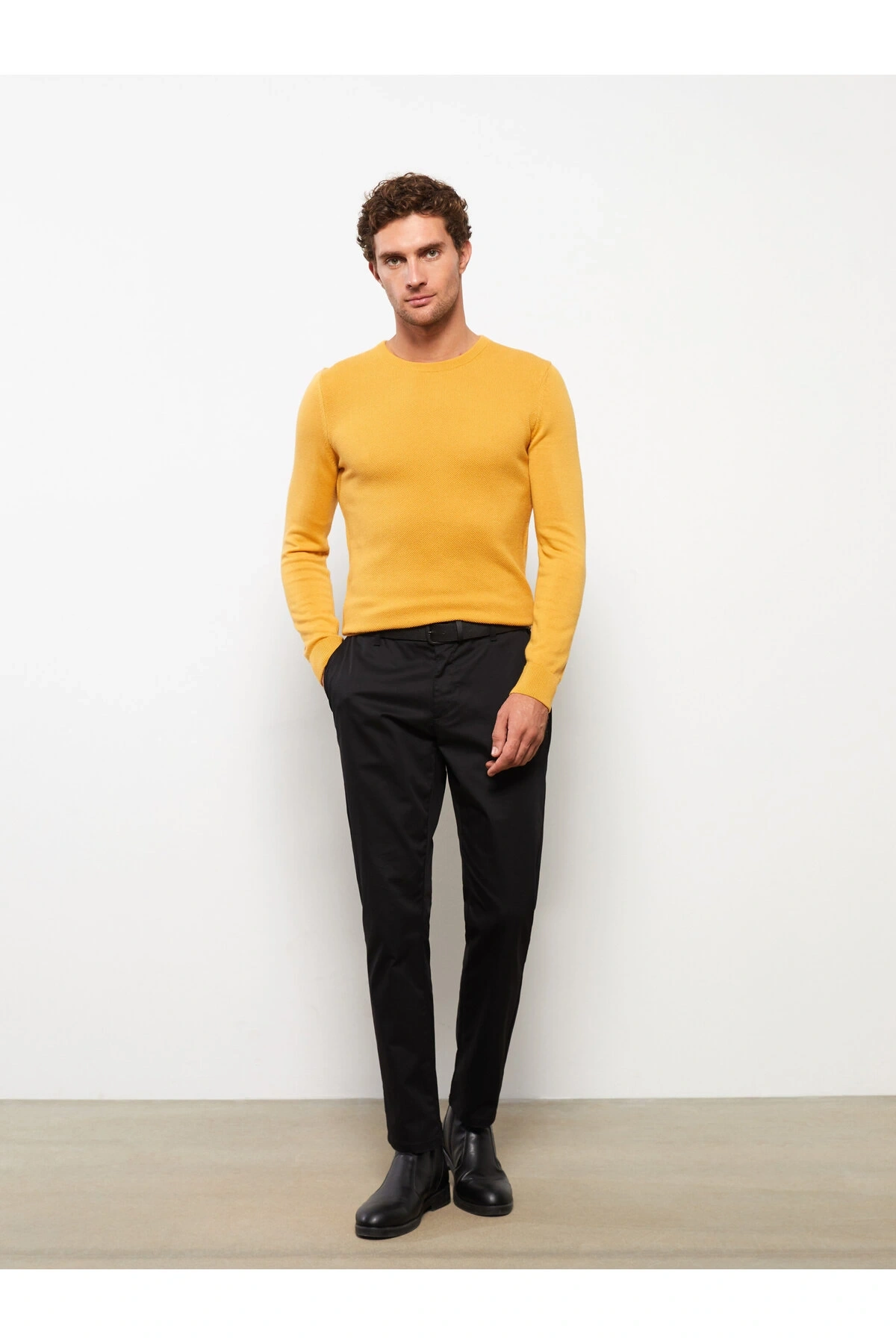 Bisiklet Yaka Uzun Kollu Erkek Triko Kazak