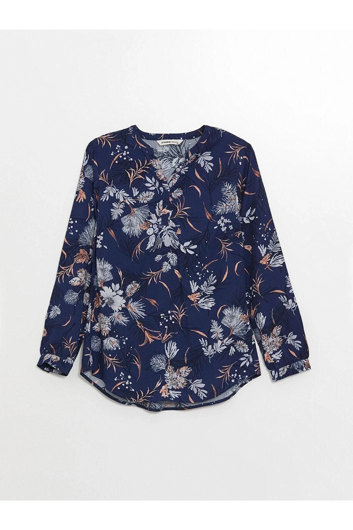 Lcw Grace Baskılı Kaçık Yaka Çiçekli Uzun Kollu Kadın Bluz