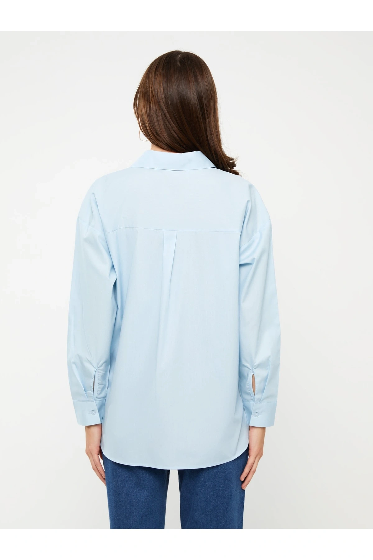 Düz Uzun Kollu Poplin Hamile Gömlek