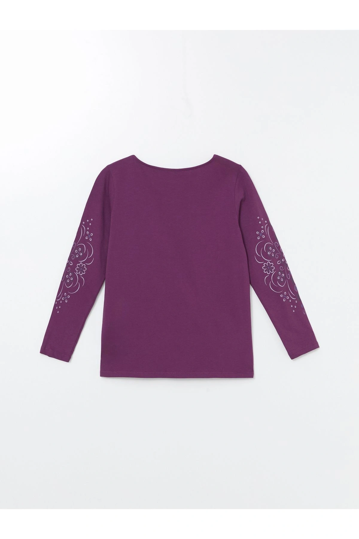 Bisiklet Yaka Desenli Uzun Kollu Kadın Bluz