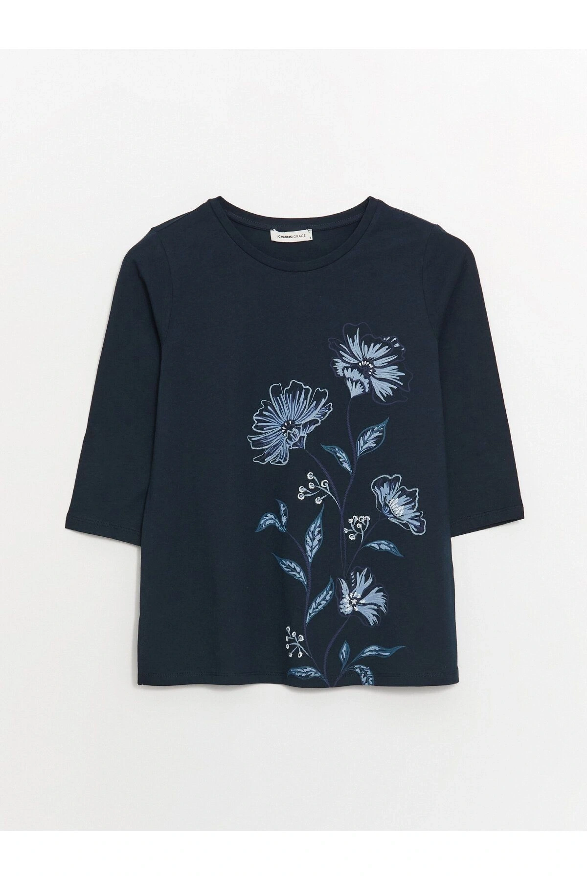 Bisiklet Yaka Çiçekli Kadın Bluz