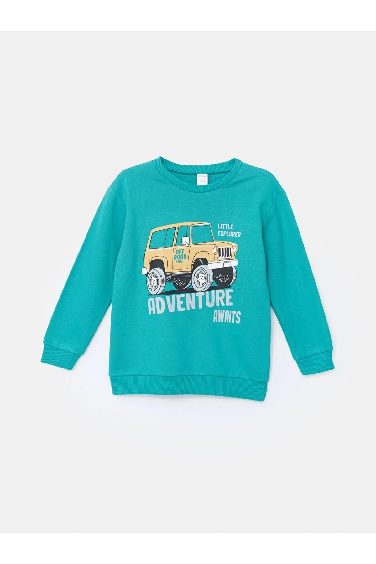 Lcw Kids Turkuaz Bisiklet Uzun Kollu Baskılı Erkek Bebek Sweatshirt Ve Eşofman Alt 2li Takım
