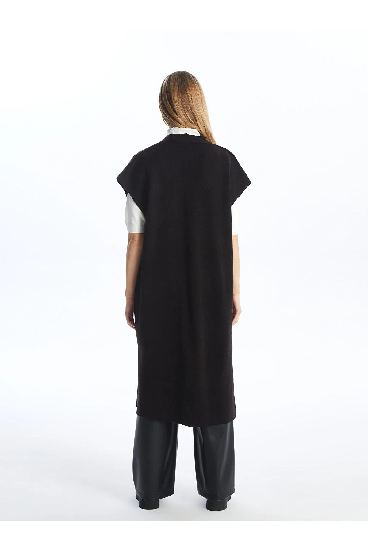 Şal Yaka Düz Kısa Kollu Oversize Kadın Triko Hırka