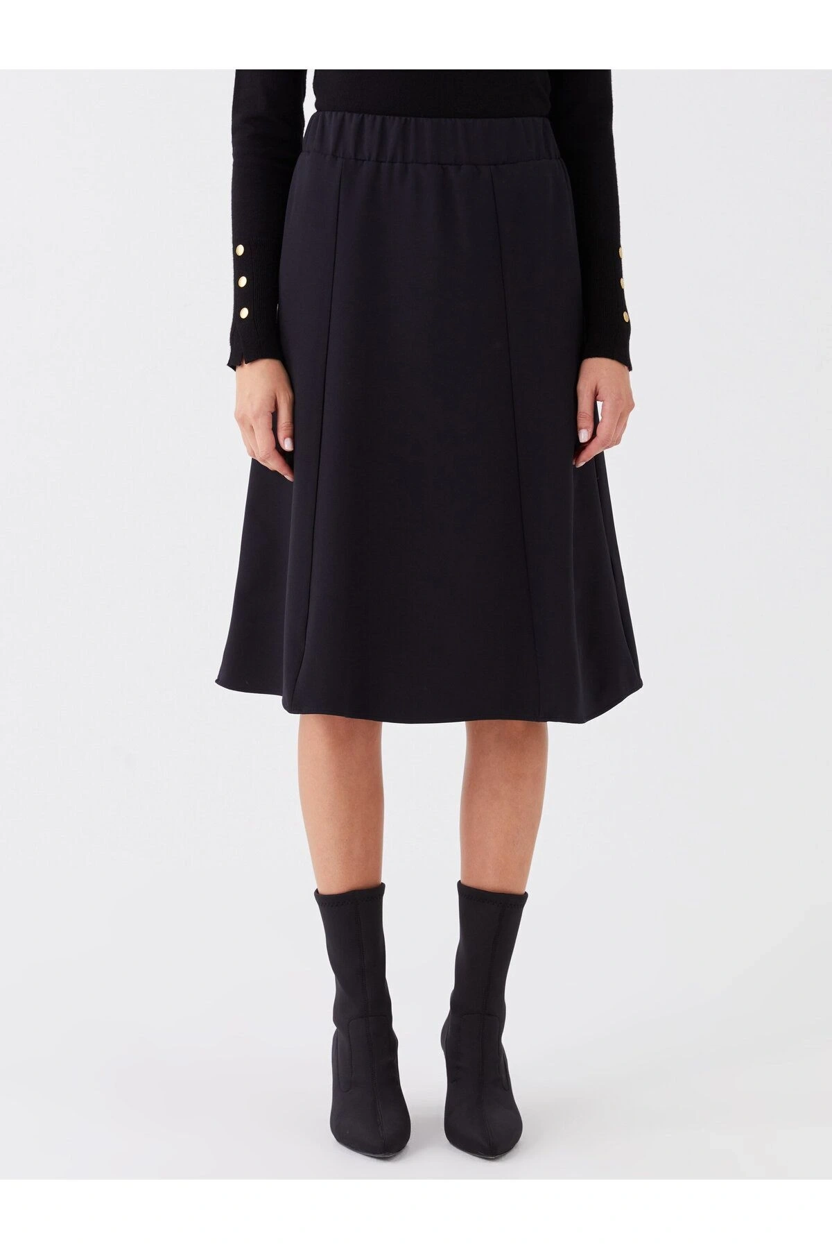 Beli Lastikli Düz A Kesim Kadın Etek