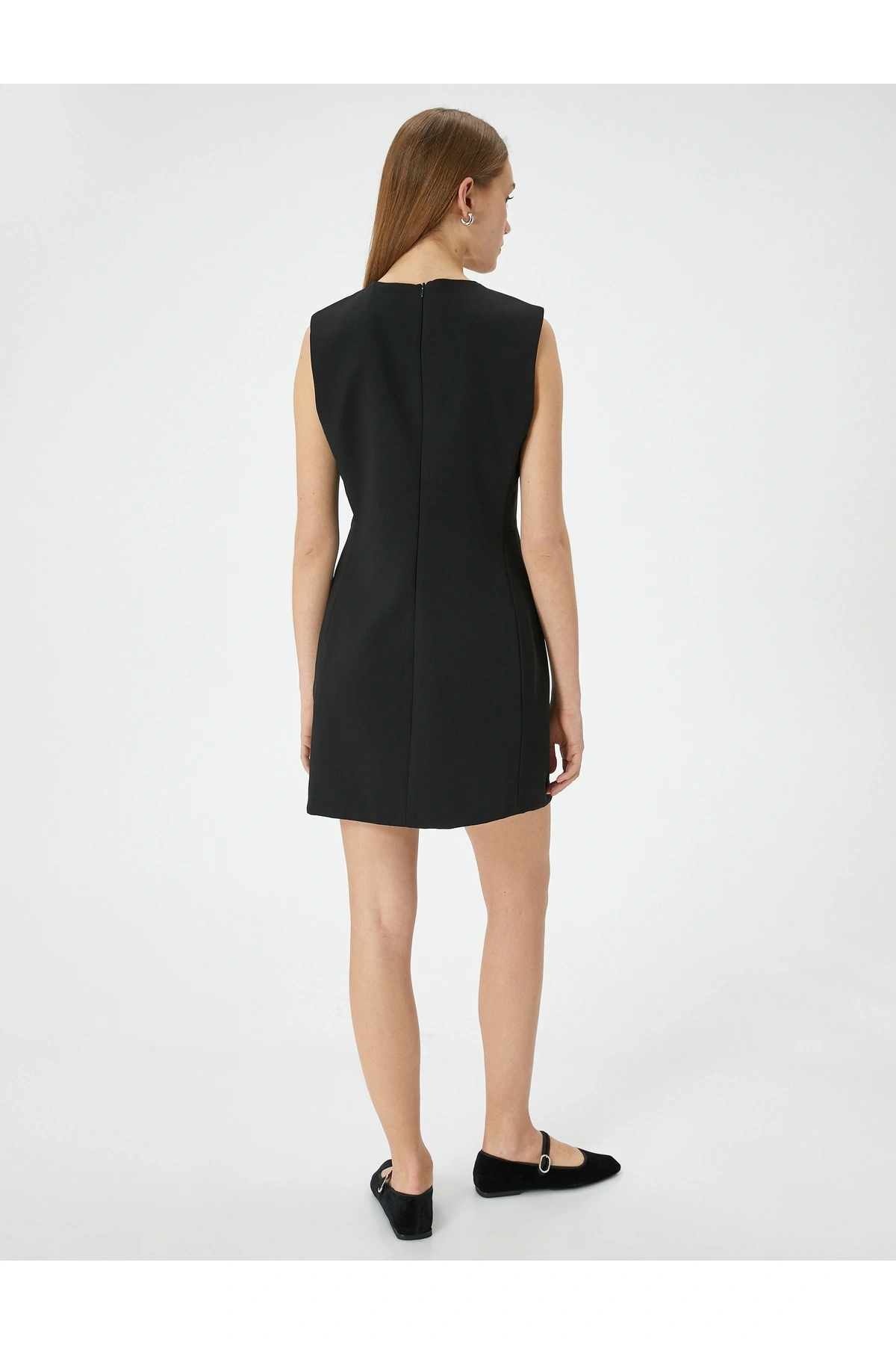 Mini Elbise Kolsuz Bisiklet Yaka