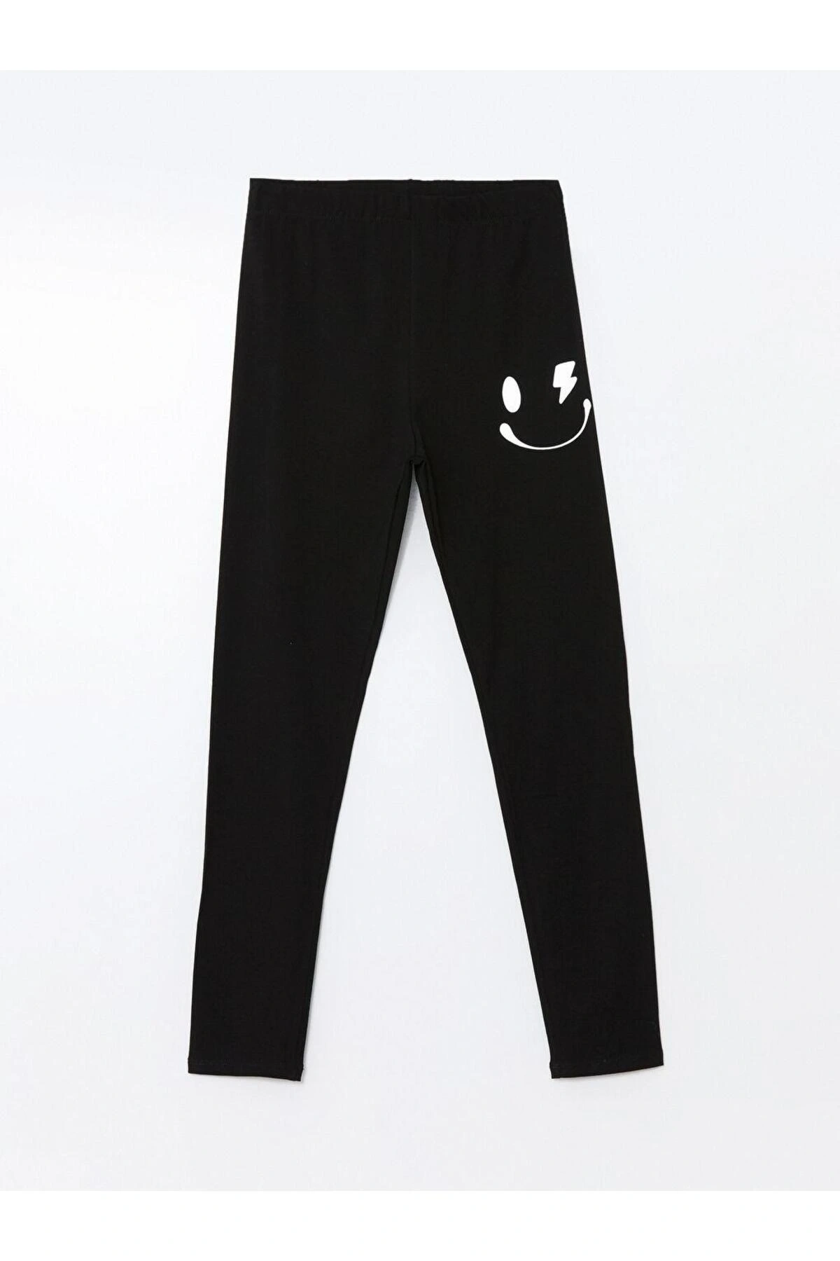 Beli Lastikli Baskılı Kız Çocuk Tayt (W4)