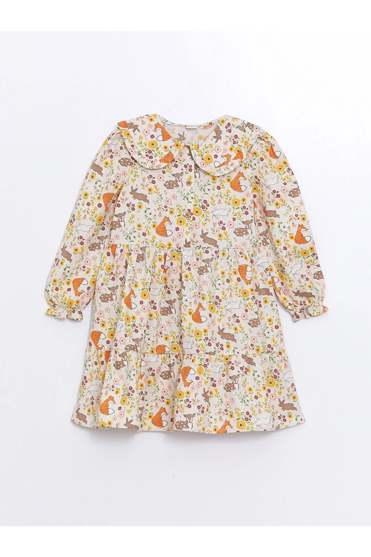 Lcw Kids Ekru Bebe Yaka Kız Çocuk Elbise