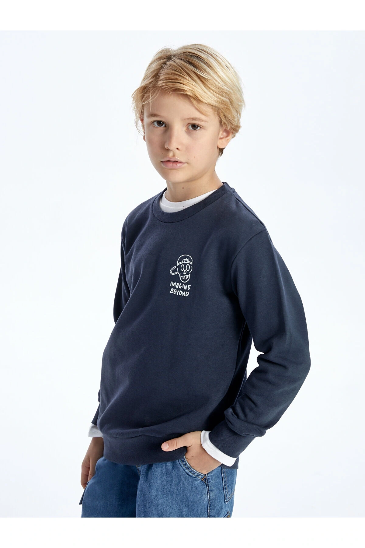 Lcw Bisiklet Yaka Baskılı Uzun Kollu Erkek Çocuk Sweatshirt