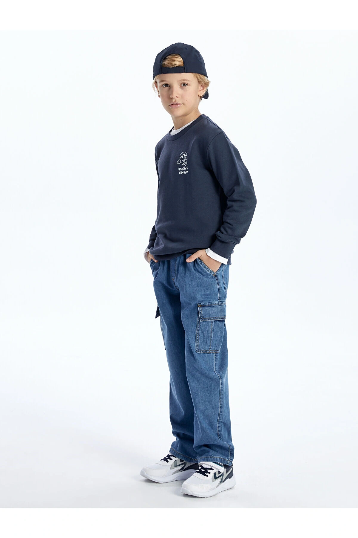 Lcw Bisiklet Yaka Baskılı Uzun Kollu Erkek Çocuk Sweatshirt