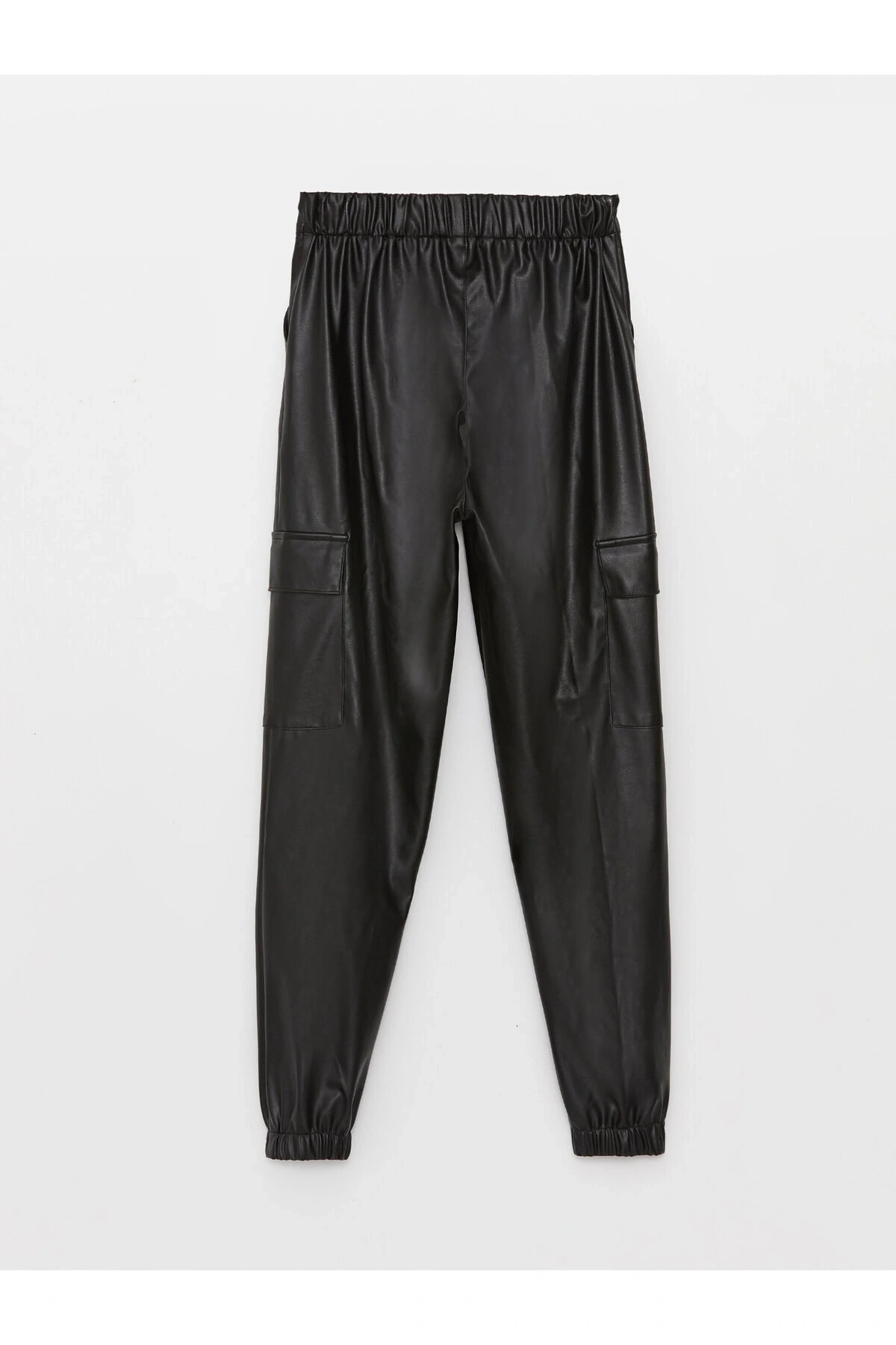 Beli Lastikli Deri Görünümlü Kız Çocuk Jogger Pantolon