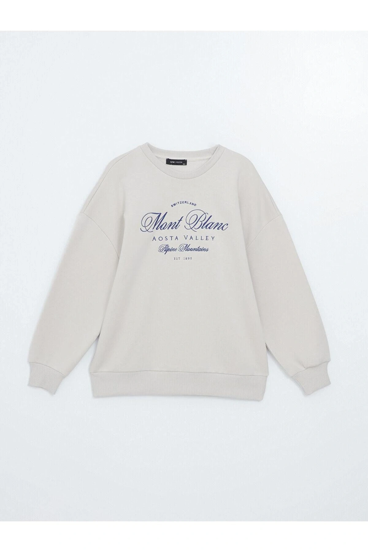 LCW Vision  Bisiklet Yaka Baskılı Oversize Kadın Kalın Sweatshirt