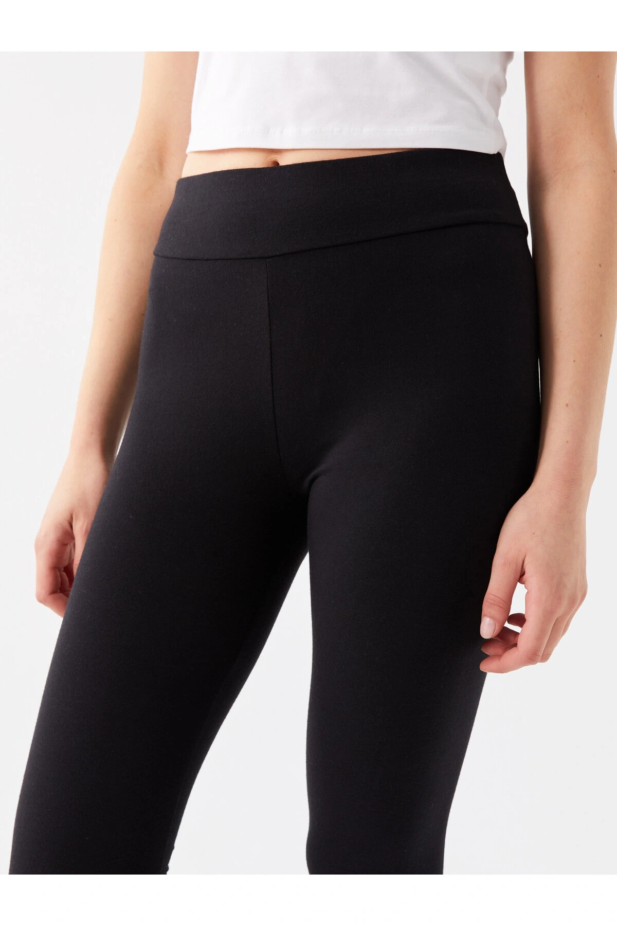 Kadın Beli Lastikli Düz Tayt