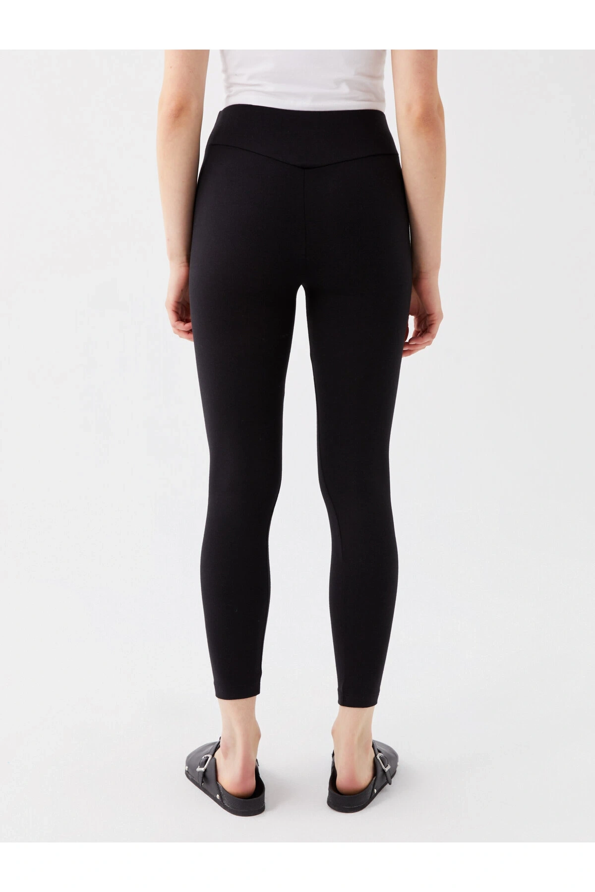 Kadın Beli Lastikli Düz Tayt