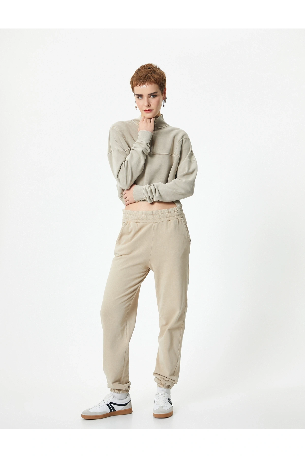 Şardonlu Jogger Eşofman Altı Cepli Soluk Efektli Rahat Kalıp Pamuklu
