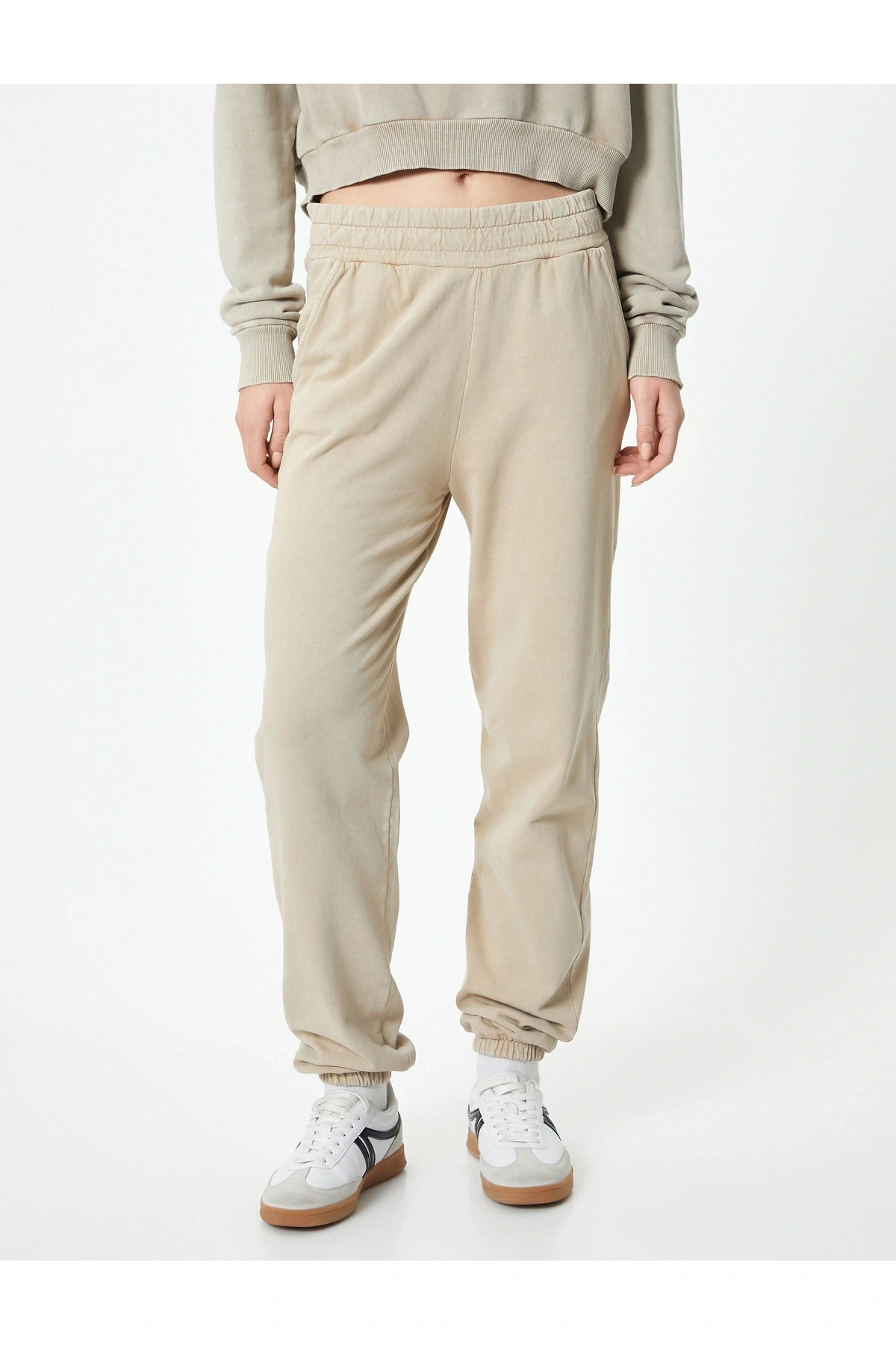 Şardonlu Jogger Eşofman Altı Cepli Soluk Efektli Rahat Kalıp Pamuklu