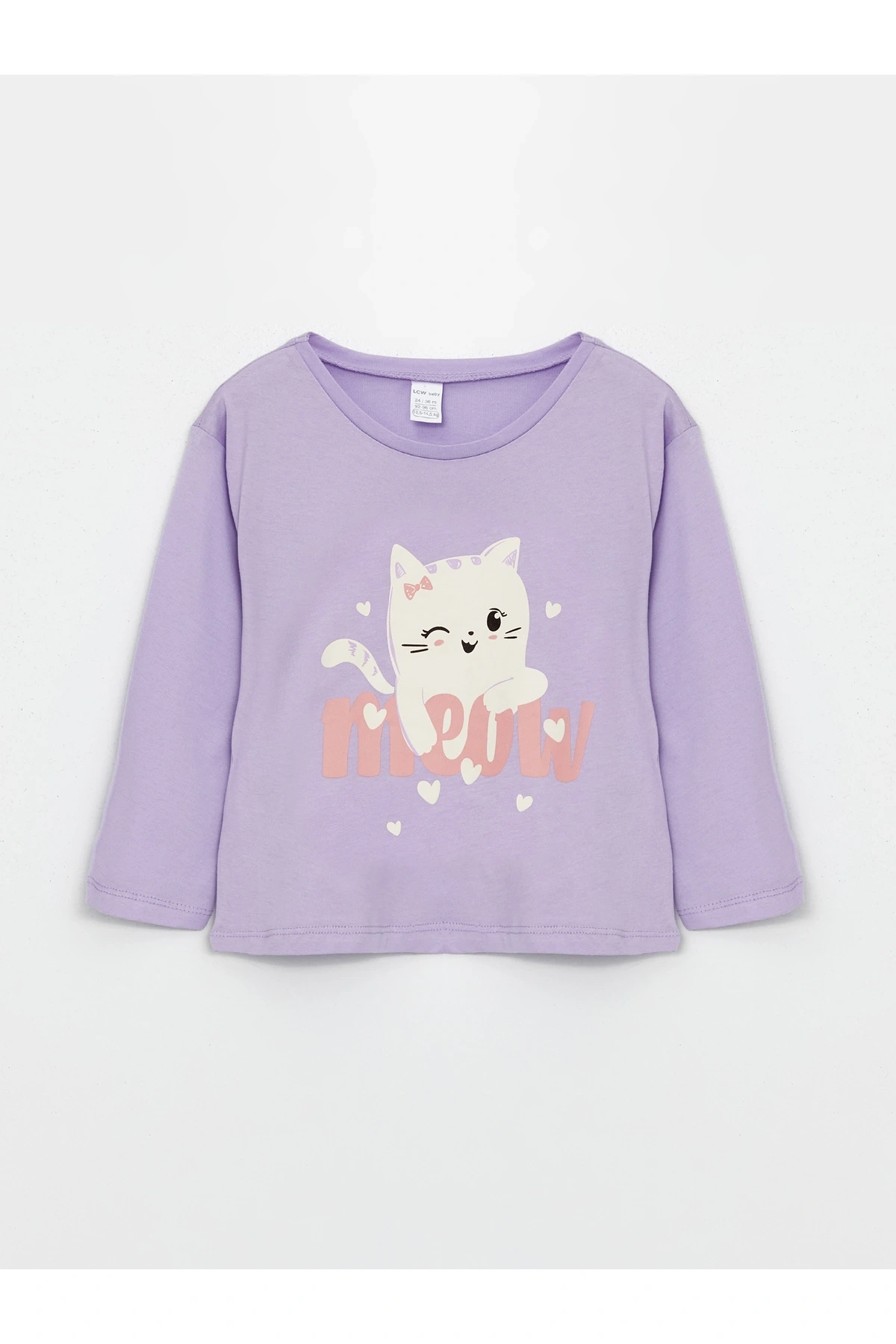 Bisiklet Yaka Uzun Kollu Baskılı Kız Bebek Tişört