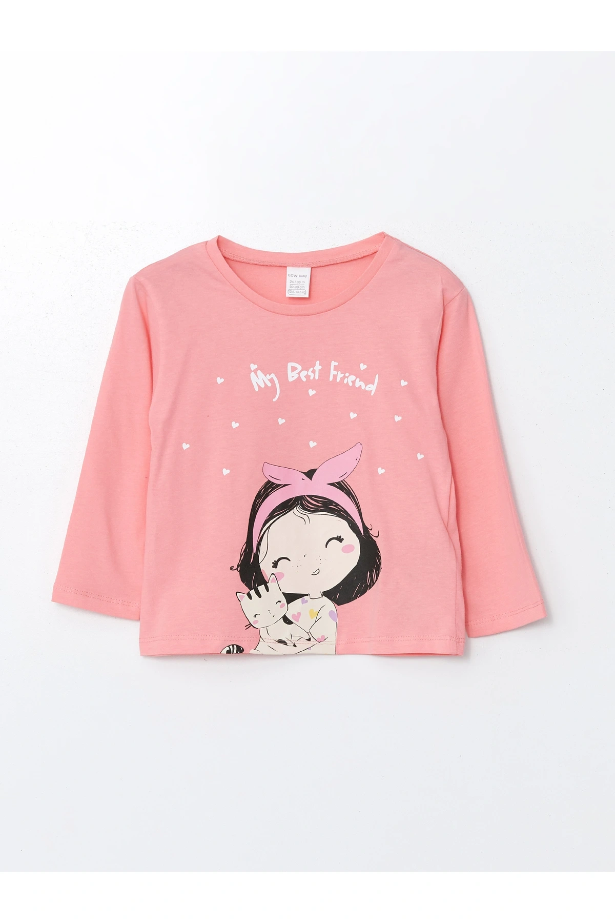 Bisiklet Yaka Uzun Kollu Baskılı Kız Bebek Tişört