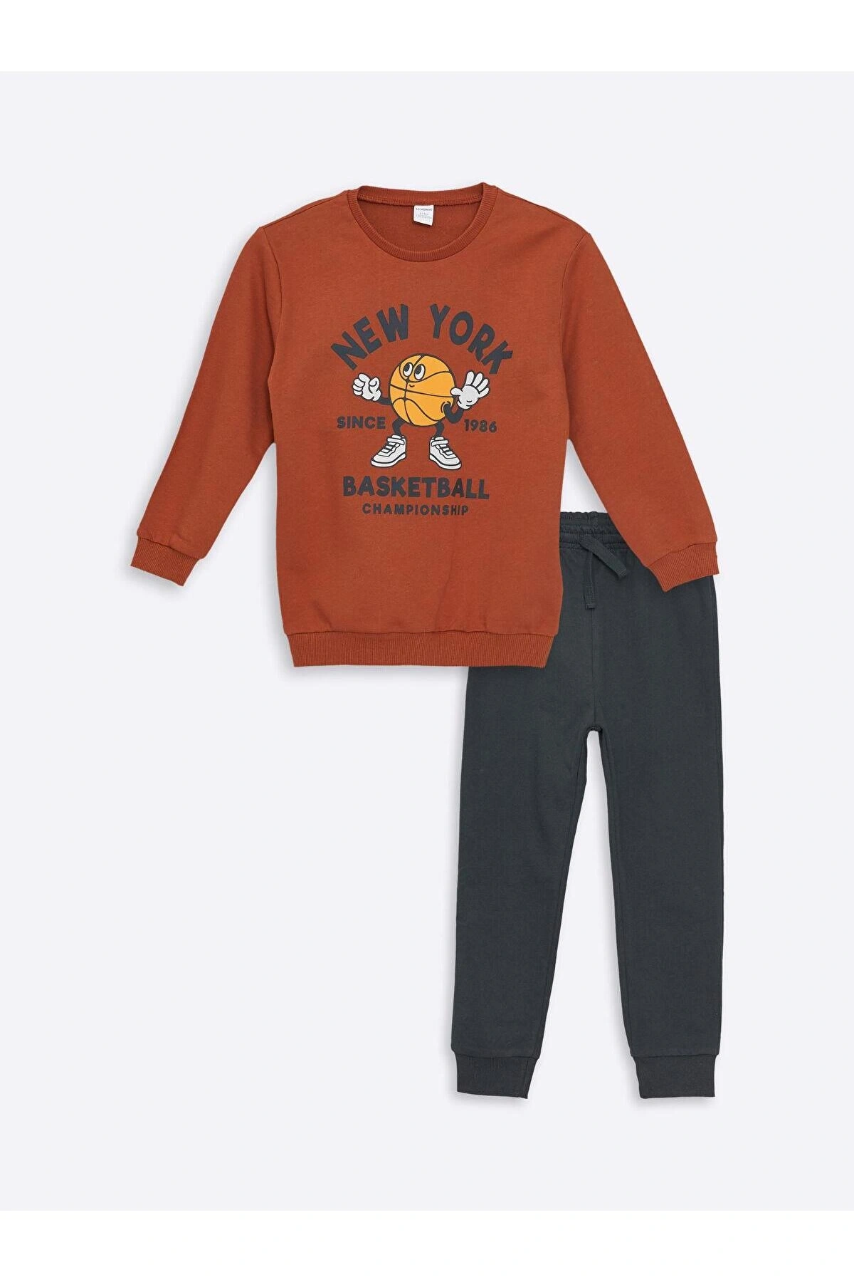 LCW Kids Bisiklet Yaka Erkek Bebek Sweatshirt ve Eşofman Alt 2li