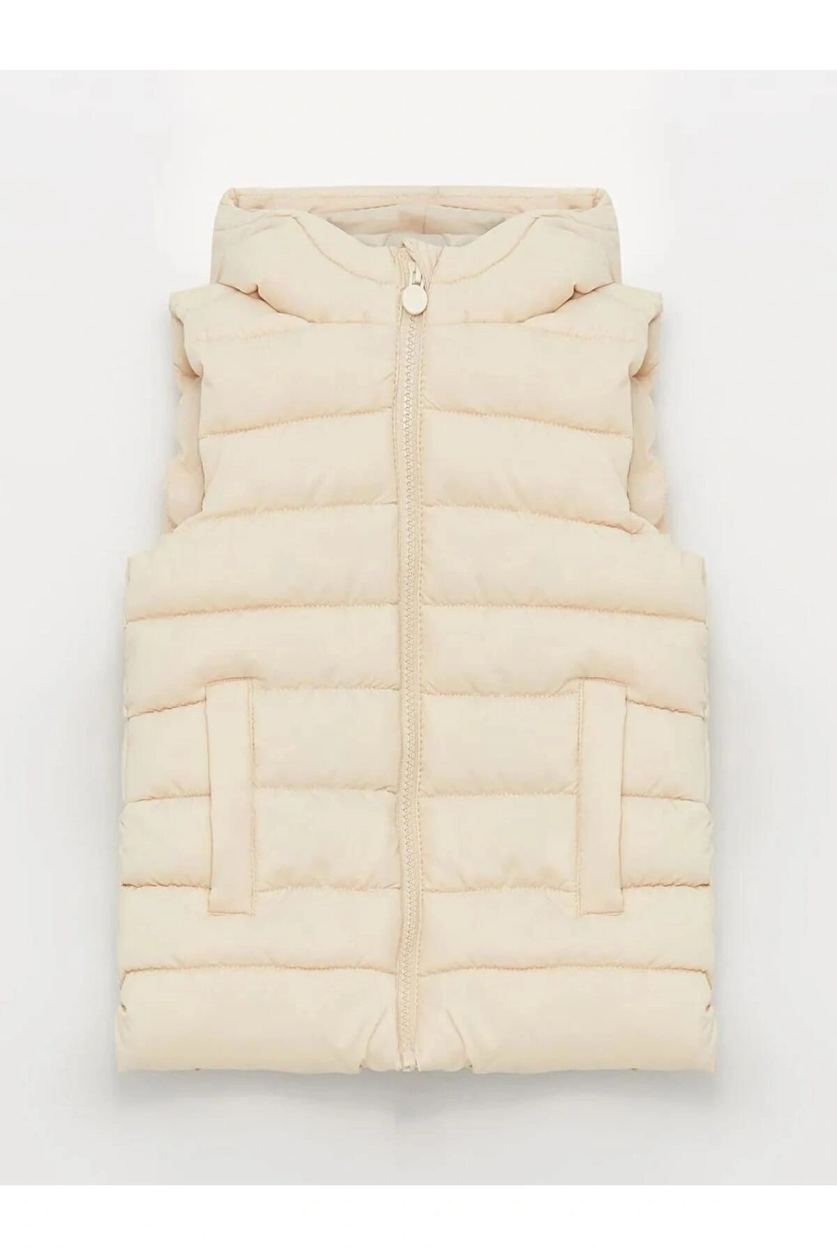 LCW Kids Bej Kapüşonlu Kız Çocuk Şişme Yelek