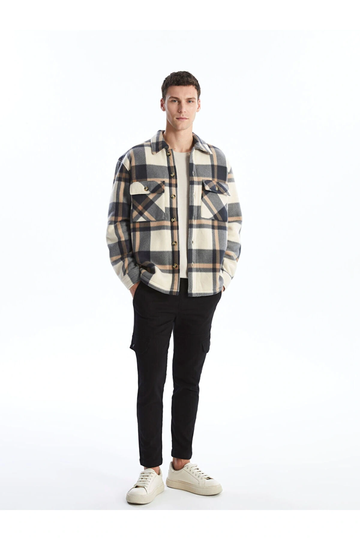 Rahat Kalıp Uzun Kollu Ekose Erkek Gömlek Ceket