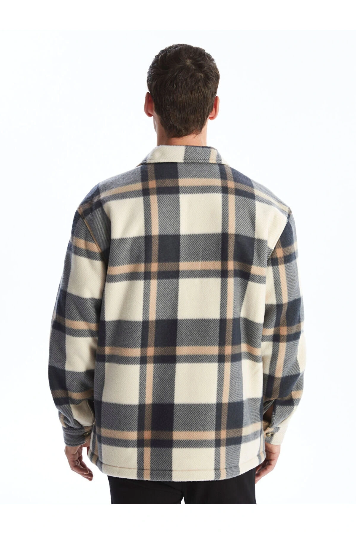 Rahat Kalıp Uzun Kollu Ekose Erkek Gömlek Ceket