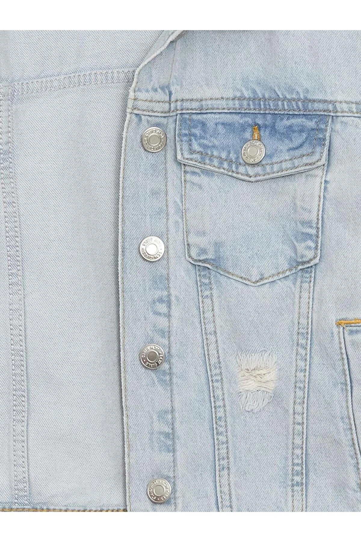 Asit Yıkamalı Basic Uzun Kollu Kız Çocuk Jean Ceket