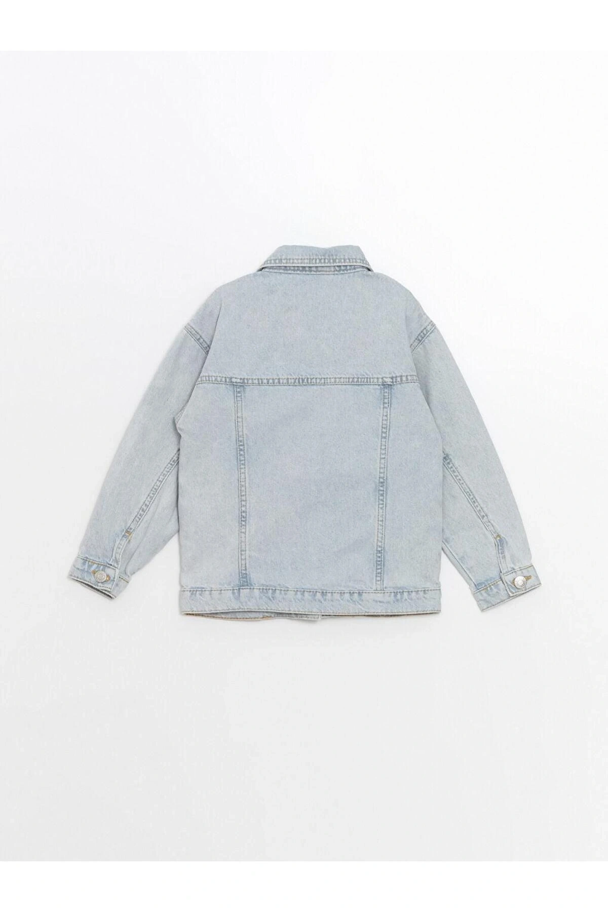 Asit Yıkamalı Basic Uzun Kollu Kız Çocuk Jean Ceket