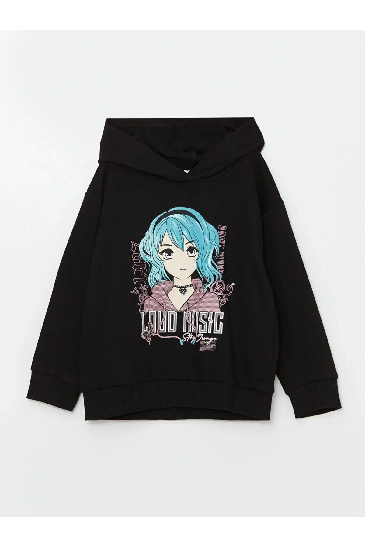 LCW Kids Kapüşonlu Baskılı Kız Çocuk Sweatshirt (W4)