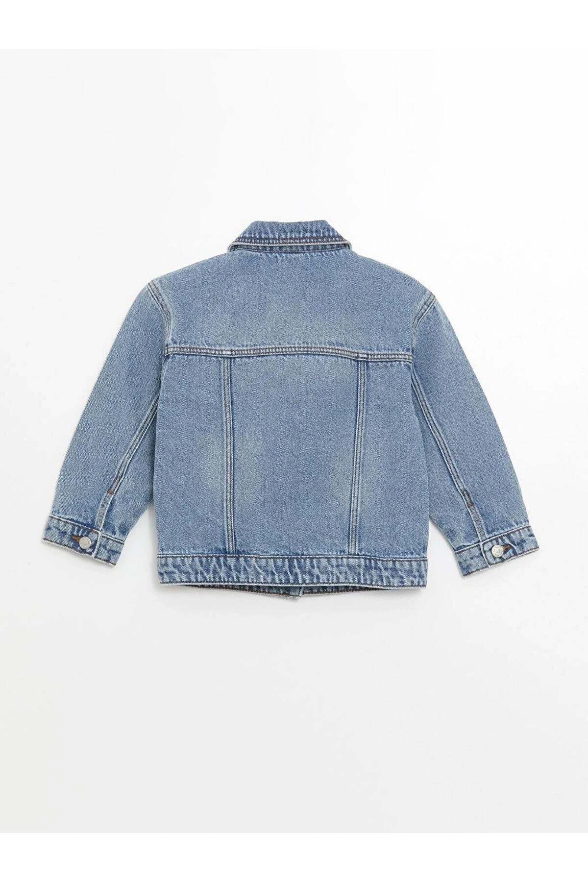 Asit Yıkamalı Gömlek Yaka Basic Kız Bebek Jean Ceket
