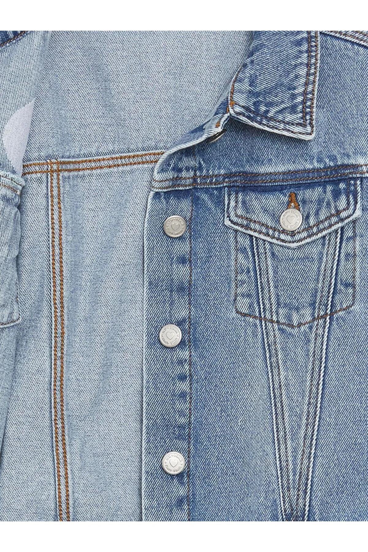 Asit Yıkamalı Gömlek Yaka Basic Kız Bebek Jean Ceket