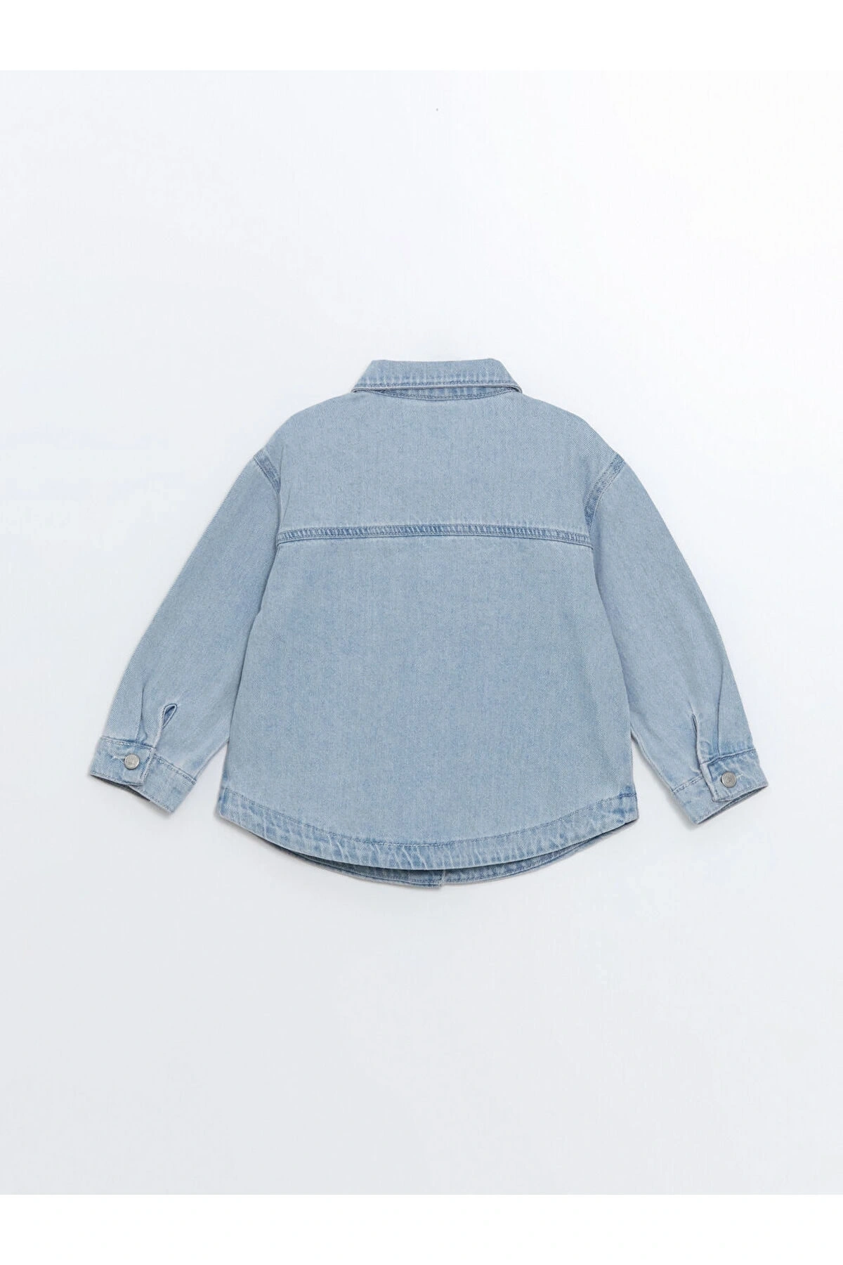 LCW baby Açık Mavi Rodeo Gömlek Yaka Nakışlı Kız Bebek Jean Ceket