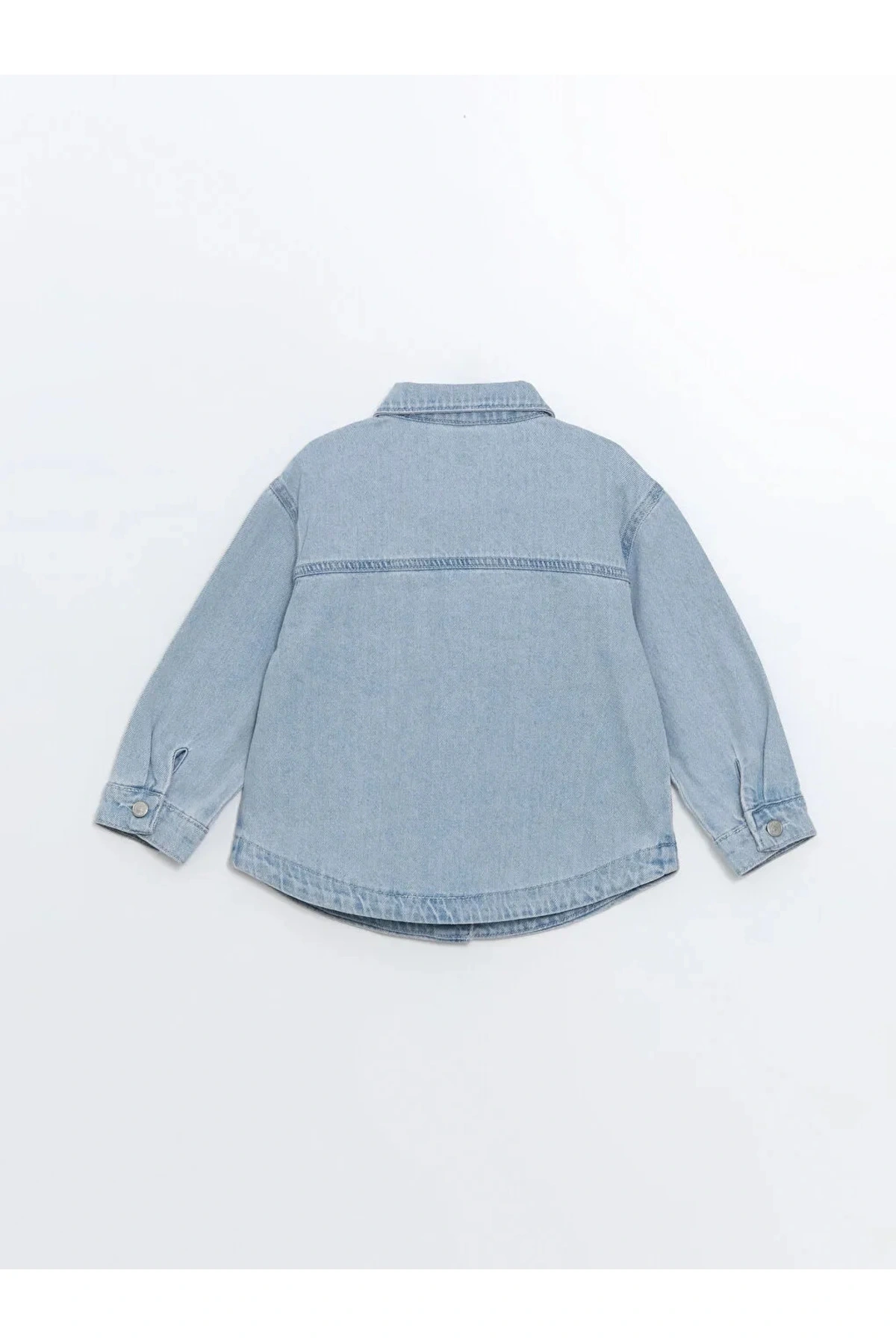 LCW baby Açık Mavi Rodeo Gömlek Yaka Nakışlı Kız Bebek Jean Ceket