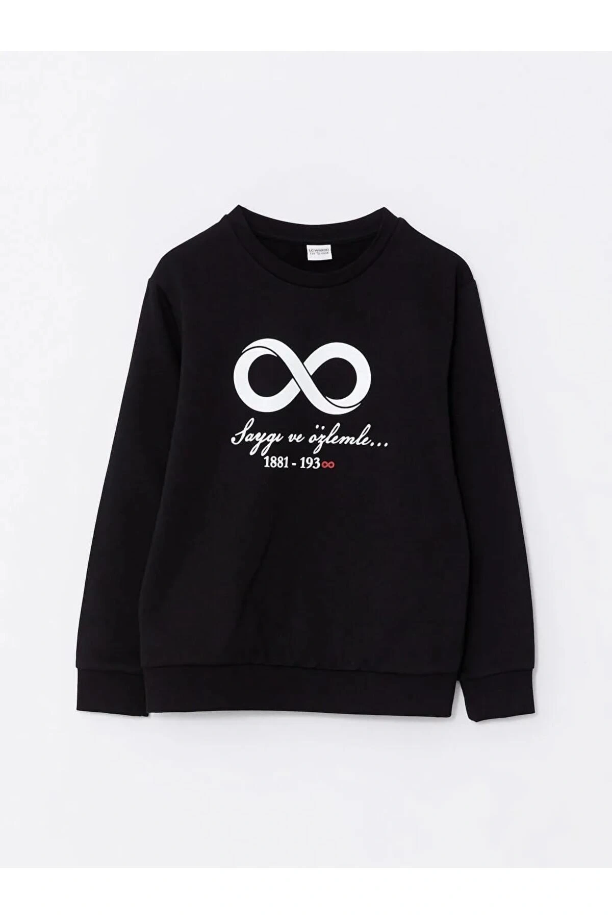 LCW Kids Siyah Bisiklet Yaka Baskılı Uzun Kollu Erkek Çocuk Sweatshirt