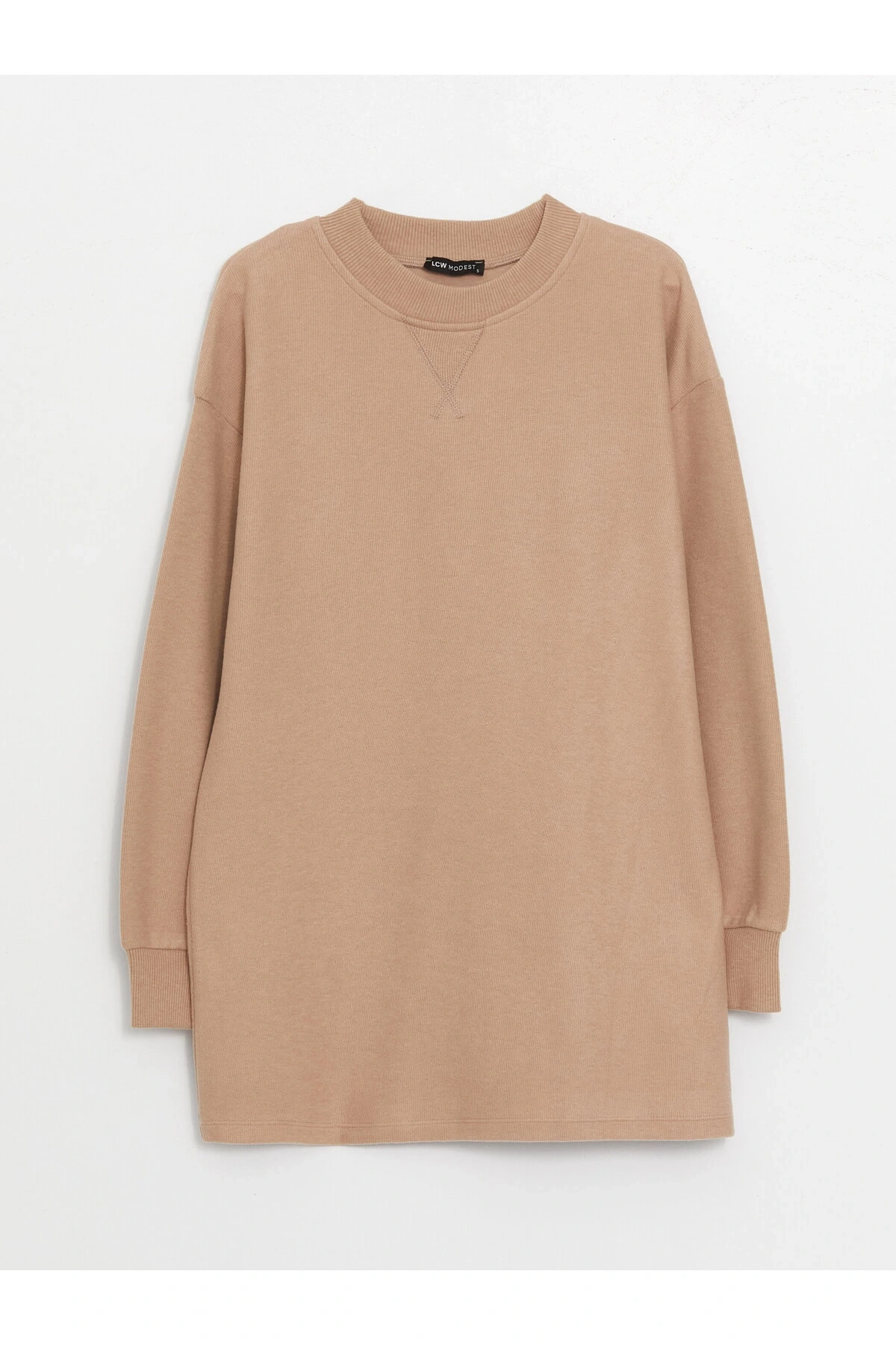 Bisiklet Yaka Düz Uzun Kollu Kadın Tunik