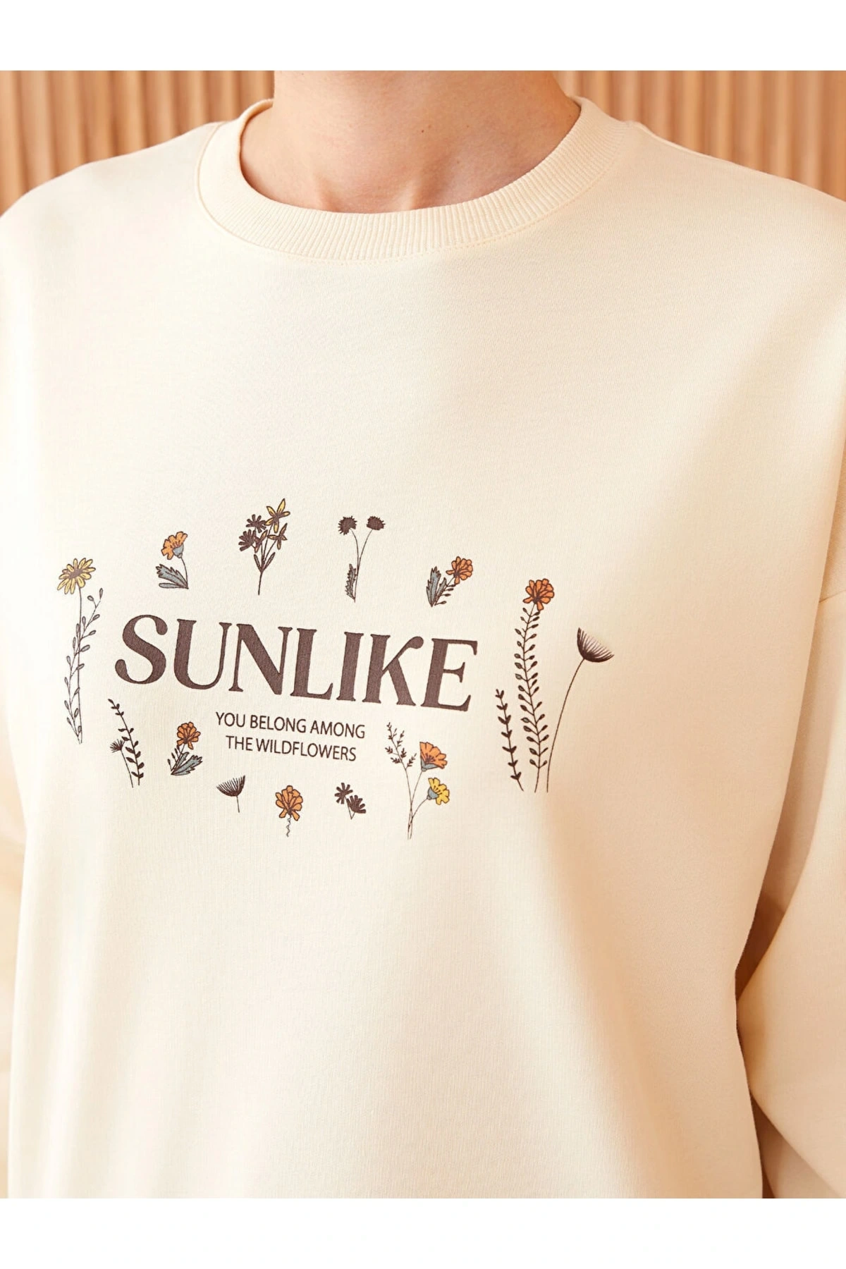 Bisiklet Yaka Baskılı Uzun Kollu Kadın Tunik