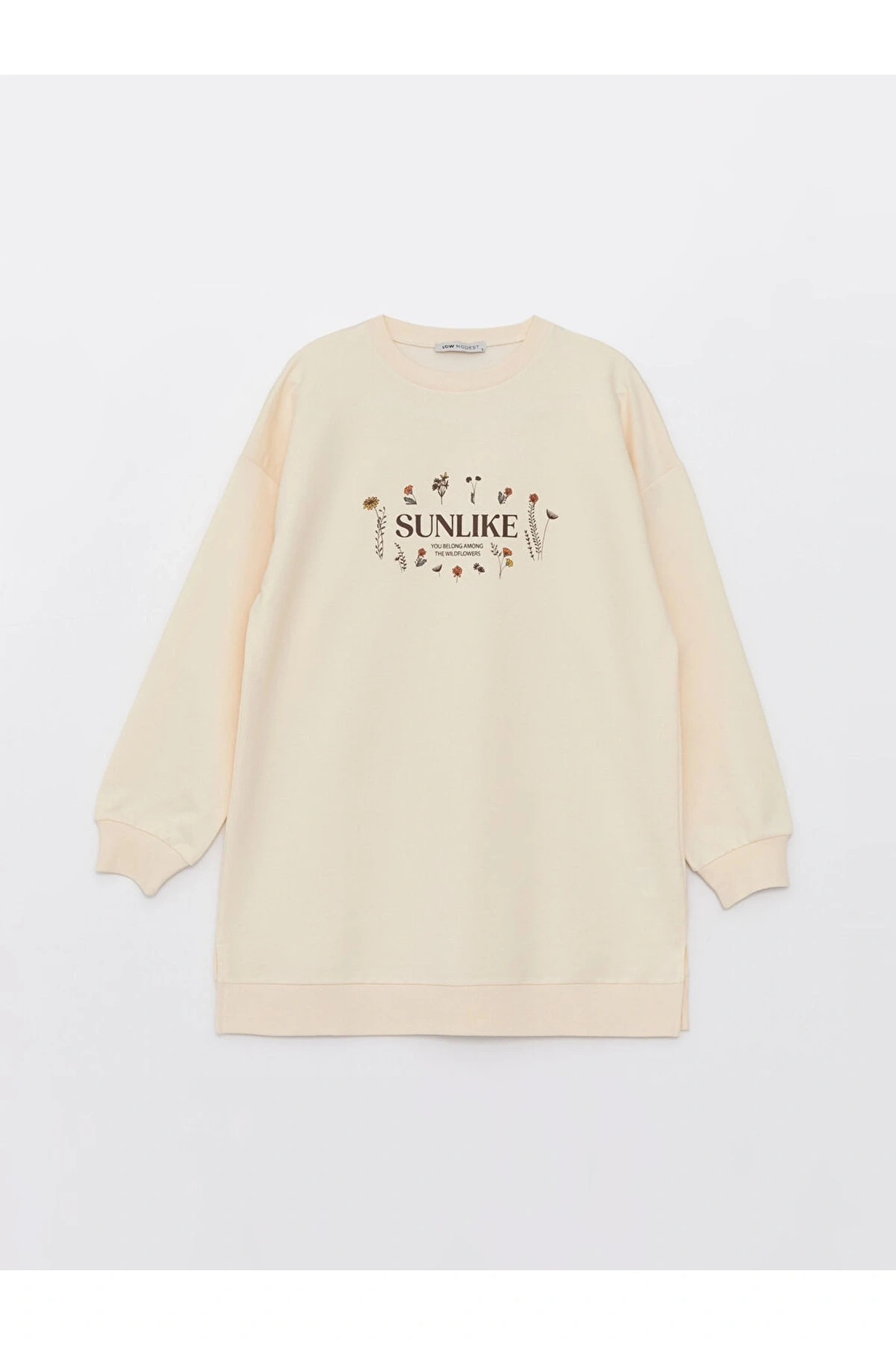 Bisiklet Yaka Baskılı Uzun Kollu Kadın Tunik