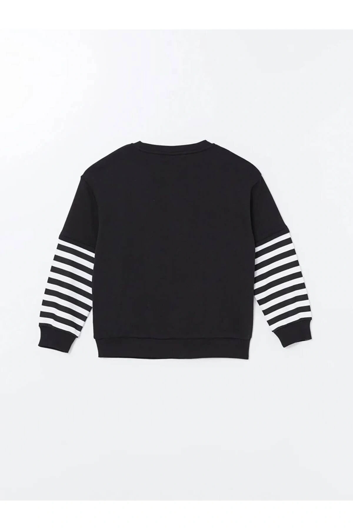 LCW Kids Siyah Bisiklet Yaka Kız Çocuk Kalın Sweatshirt