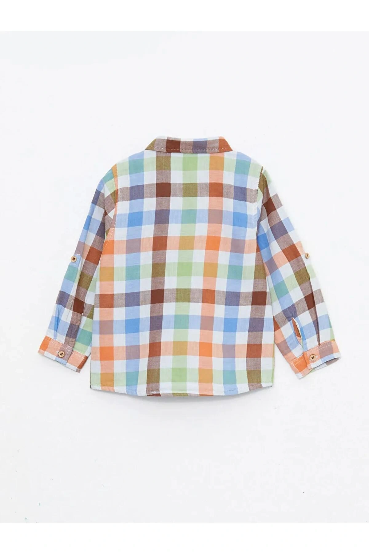 LCW baby Yeşil Uzun Kollu Ekose Desenli Pamuklu Erkek Bebek Gömlek