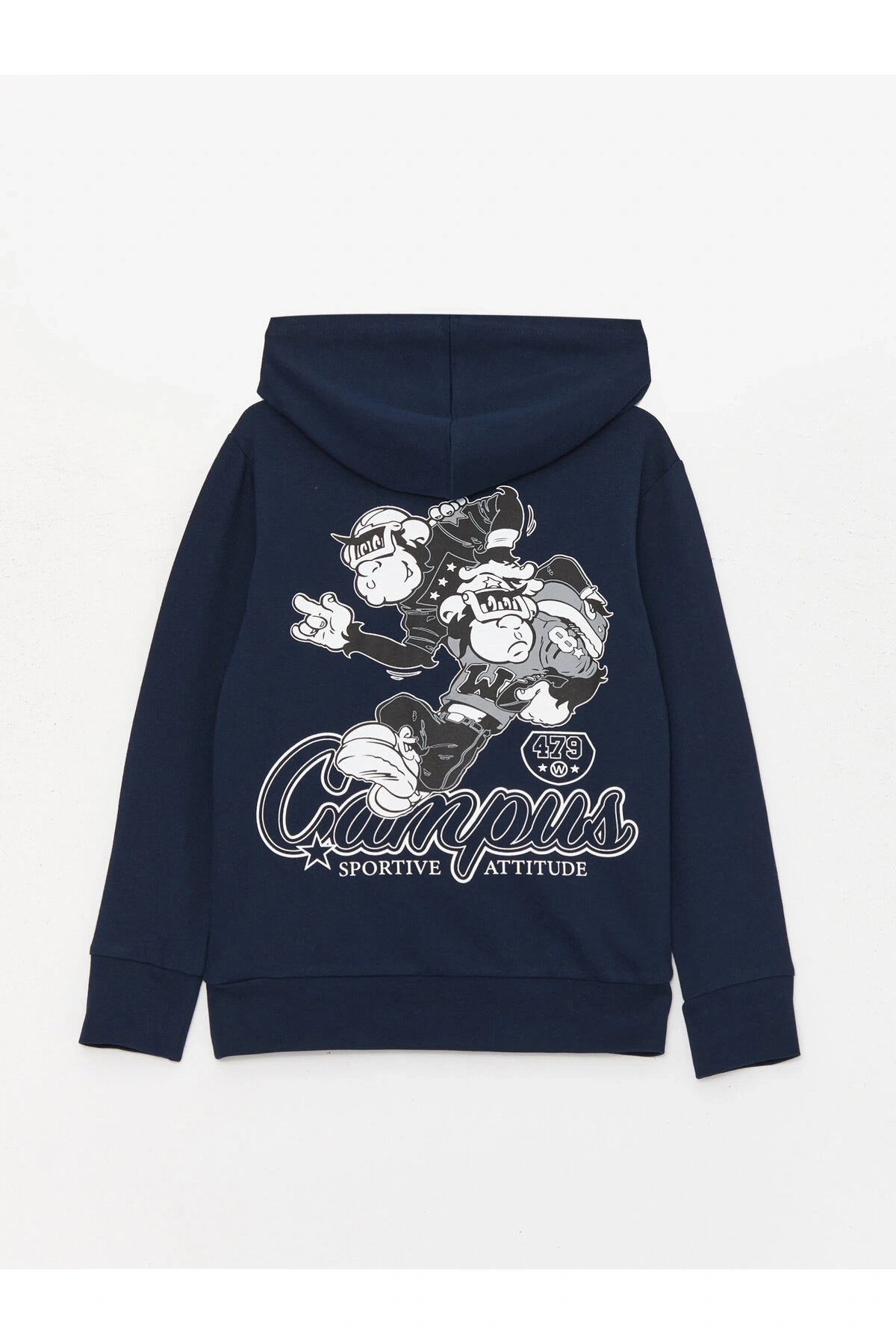 Nostaljik Maymun Baskılı Uzun Kollu Erkek Çocuk Hoodie