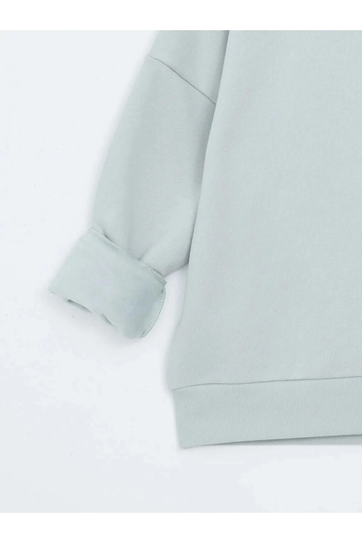 LCW Vision Gri Boston Baskılı Oversize Kadın Kalın Sweatshirt