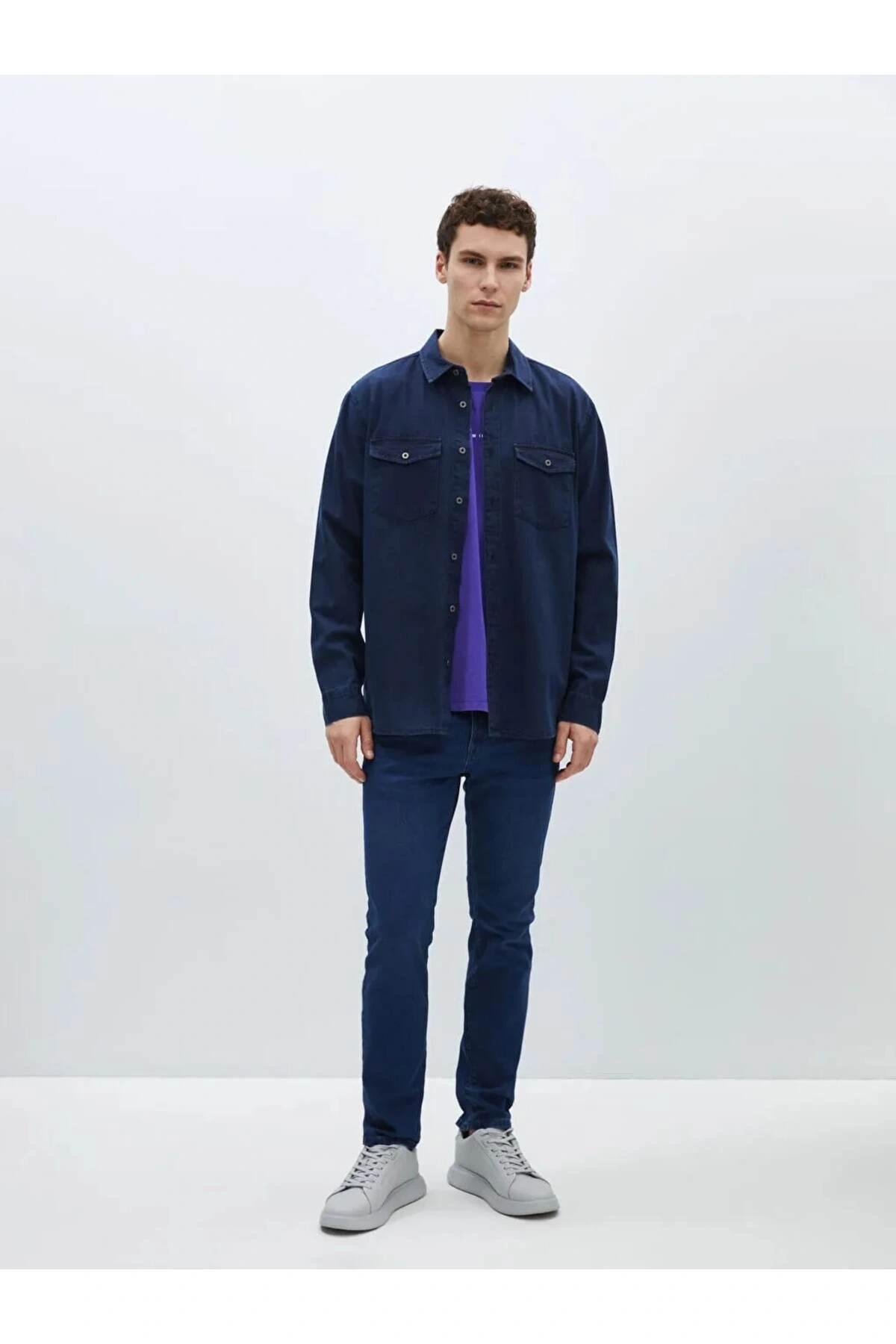 LCW Jeans İndigo Regular Fit Uzun Kollu Erkek Jean Gömlek