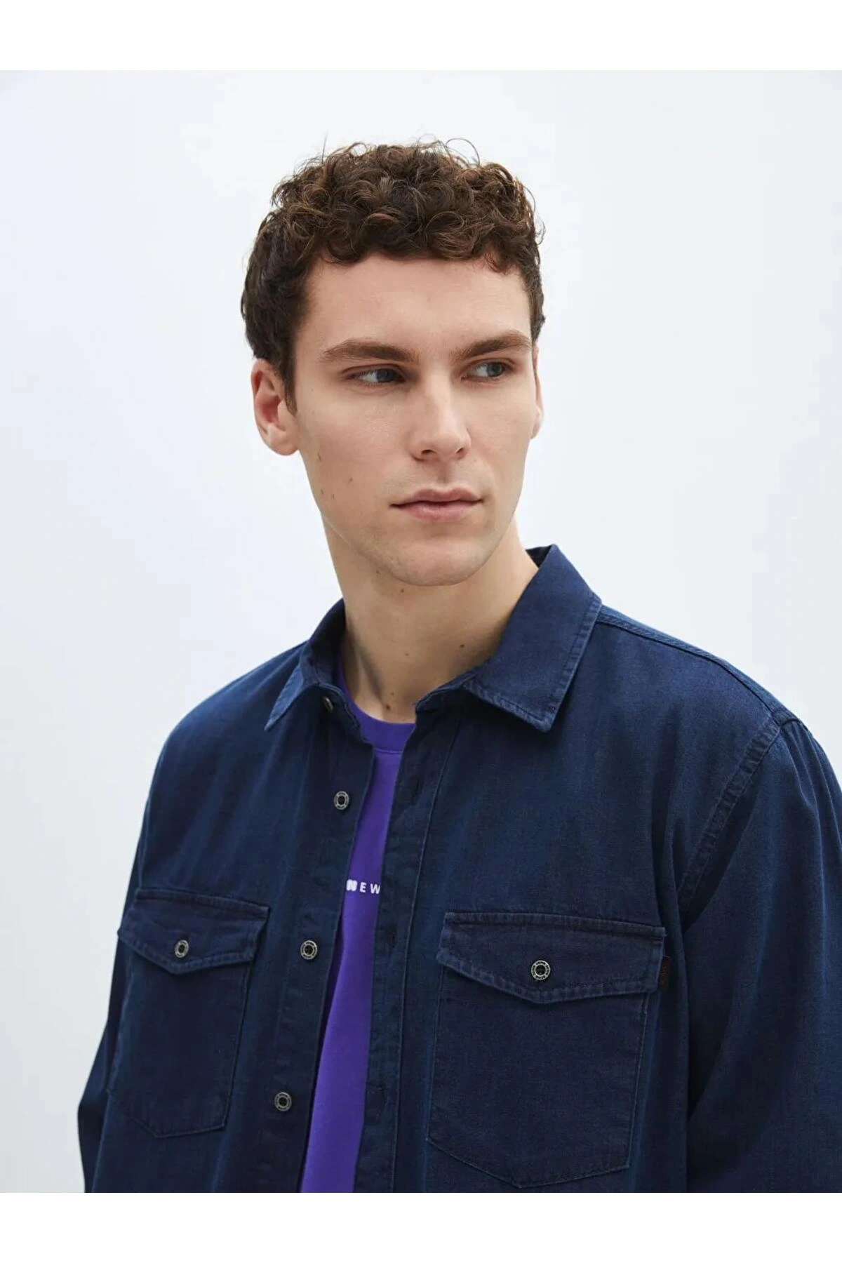 LCW Jeans İndigo Regular Fit Uzun Kollu Erkek Jean Gömlek