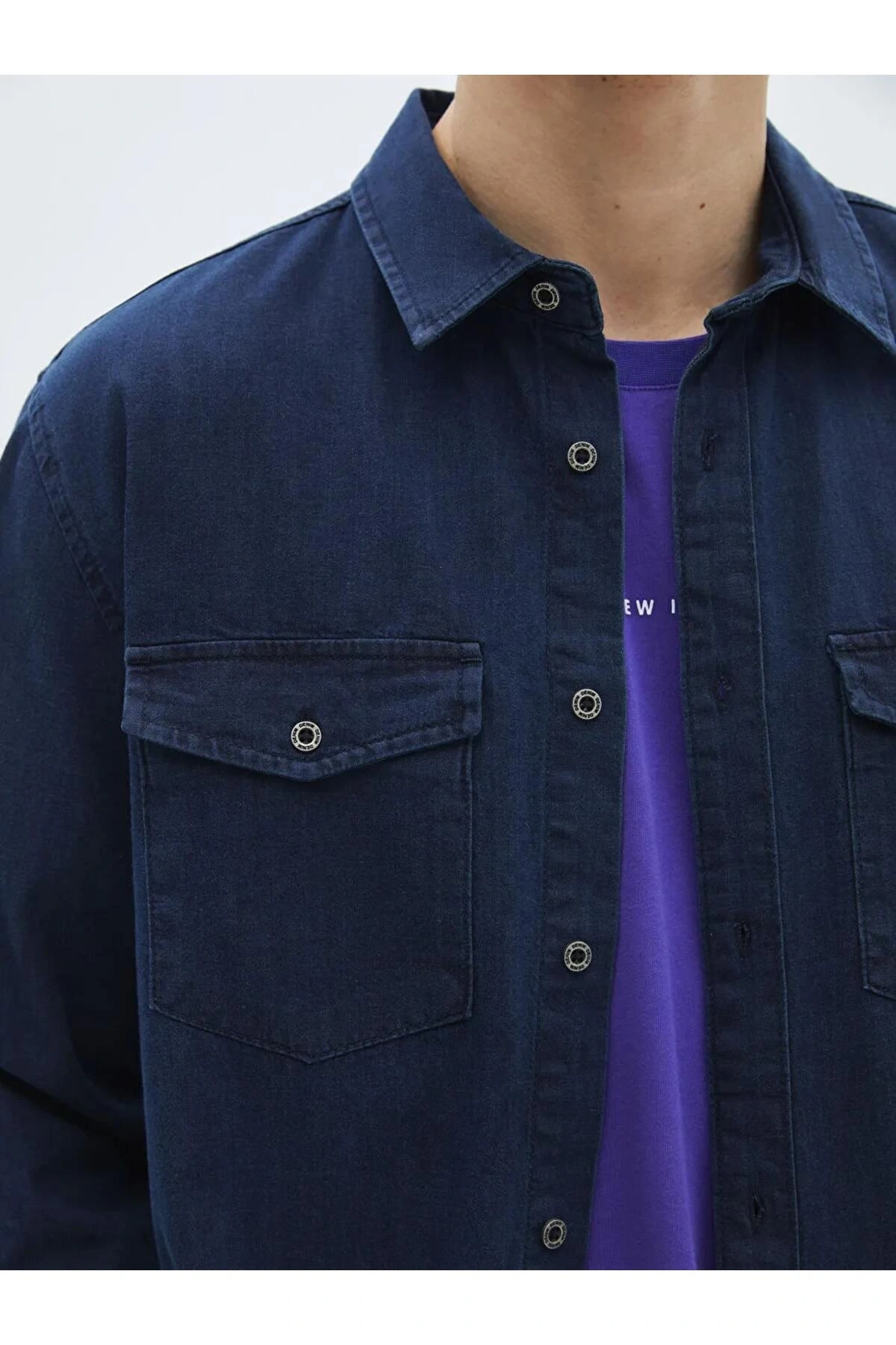 LCW Jeans İndigo Regular Fit Uzun Kollu Erkek Jean Gömlek