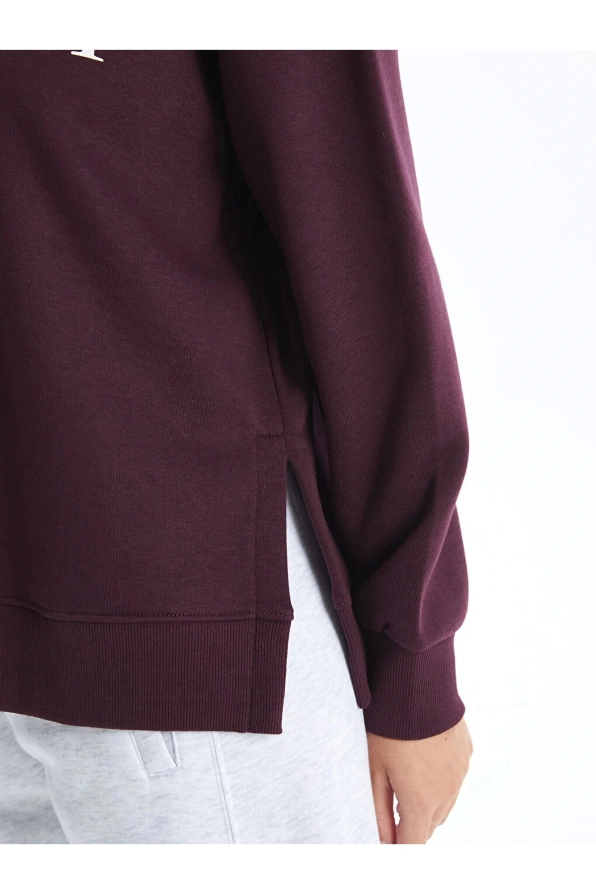 LCW Vision Mürdüm Bisiklet Yaka Baskılı Oversize Kadın Kalın Sweatshirt