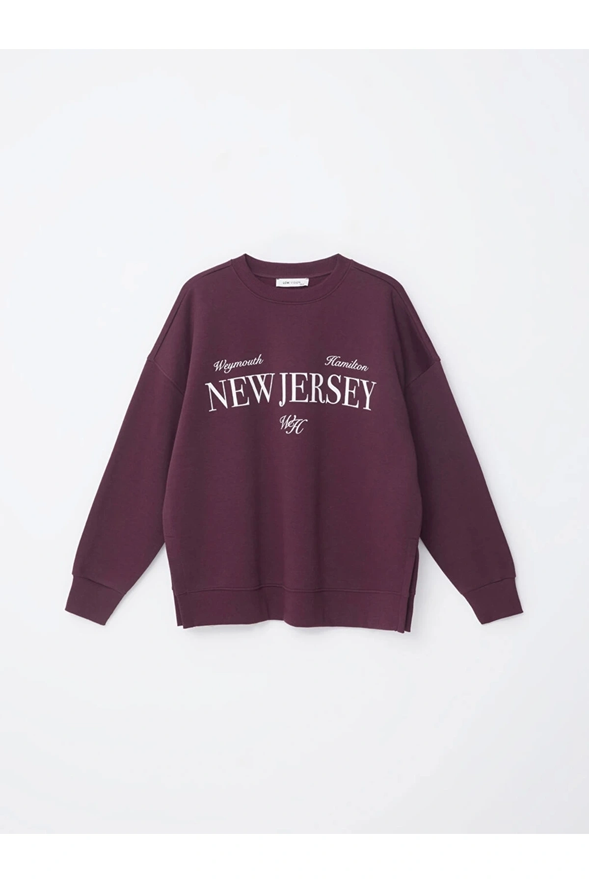 LCW Vision Mürdüm Bisiklet Yaka Baskılı Oversize Kadın Kalın Sweatshirt