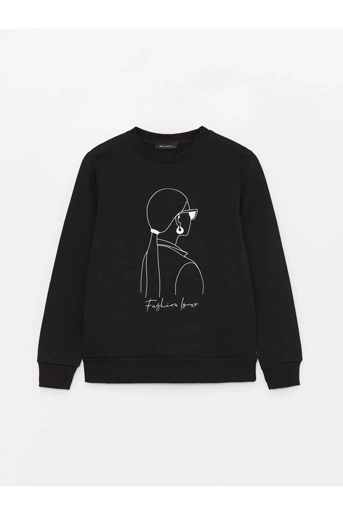 LCW Casual Bisiklet Yaka Baskılı Uzun Kollu Kadın Sweatshirt