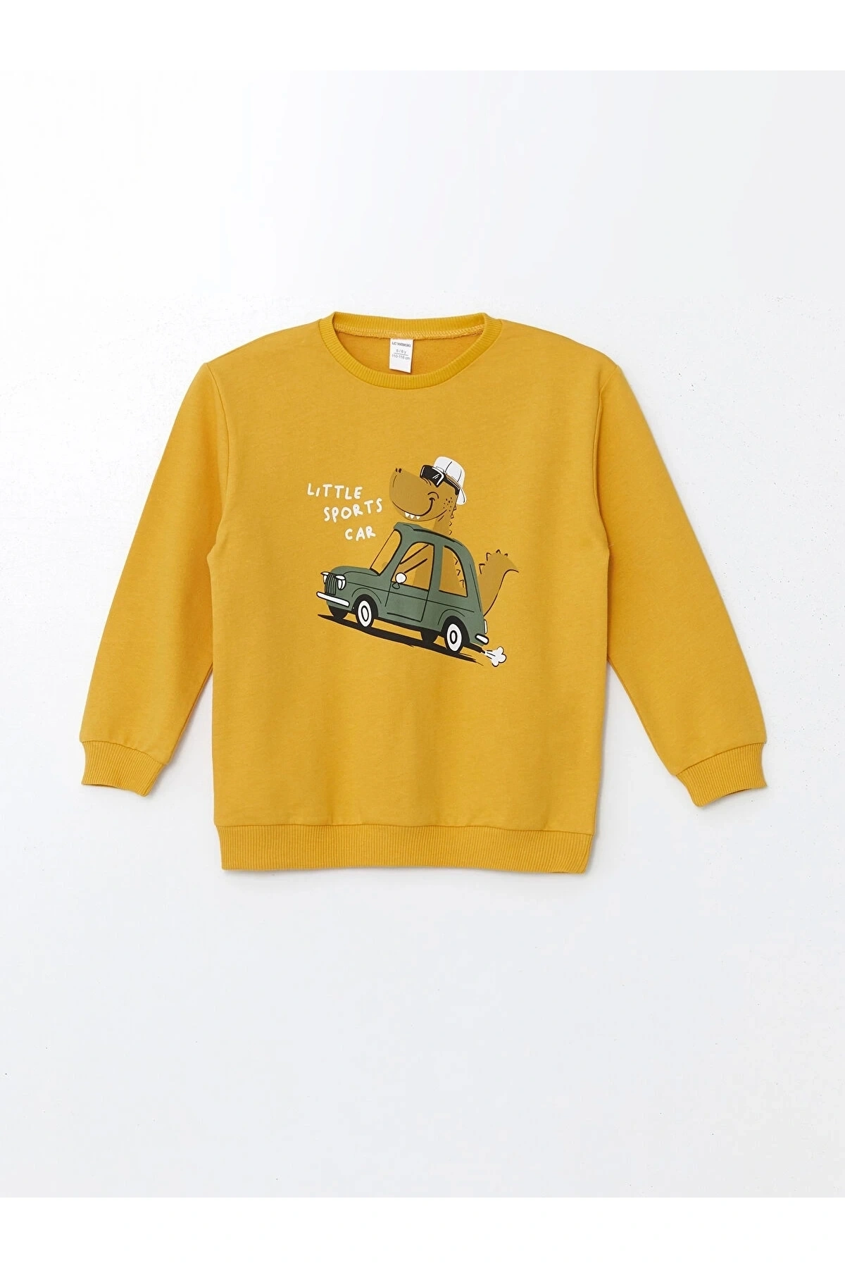 LCW Kids Sari Bisiklet Yaka Uzun Kollu Baskılı Erkek Bebek Sweatshirt ve Eşofman Alt 2li Takım